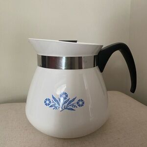Larger not smaller one. Corningware White Tea Pot/Blue Floral Accent Vintage.